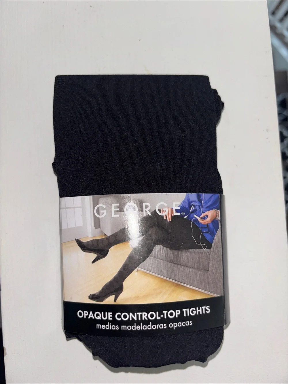 George Black Opaque Control-Top Tights